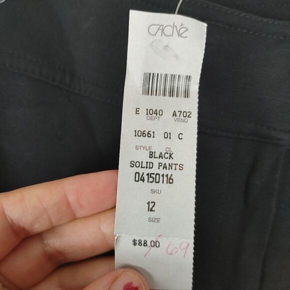 Cache Couture Black Solid Pants Skinny Ankle Zip W - Picture 4 of 6